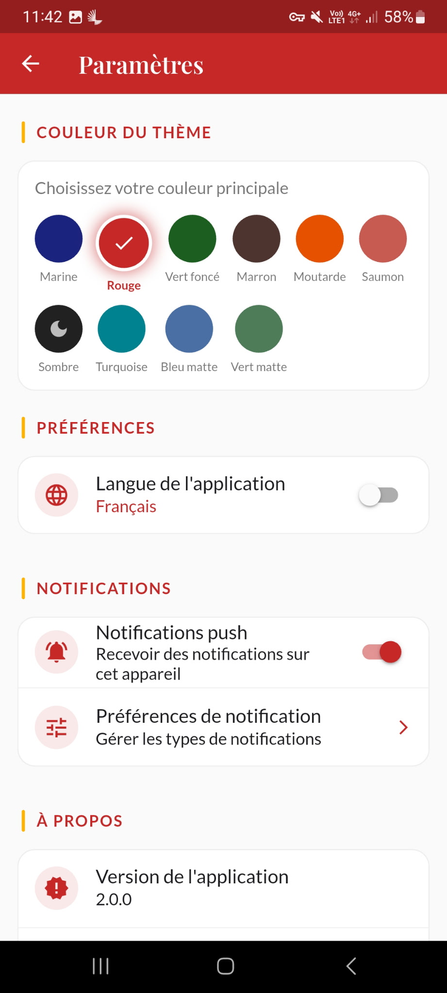 Paramètres et thèmes